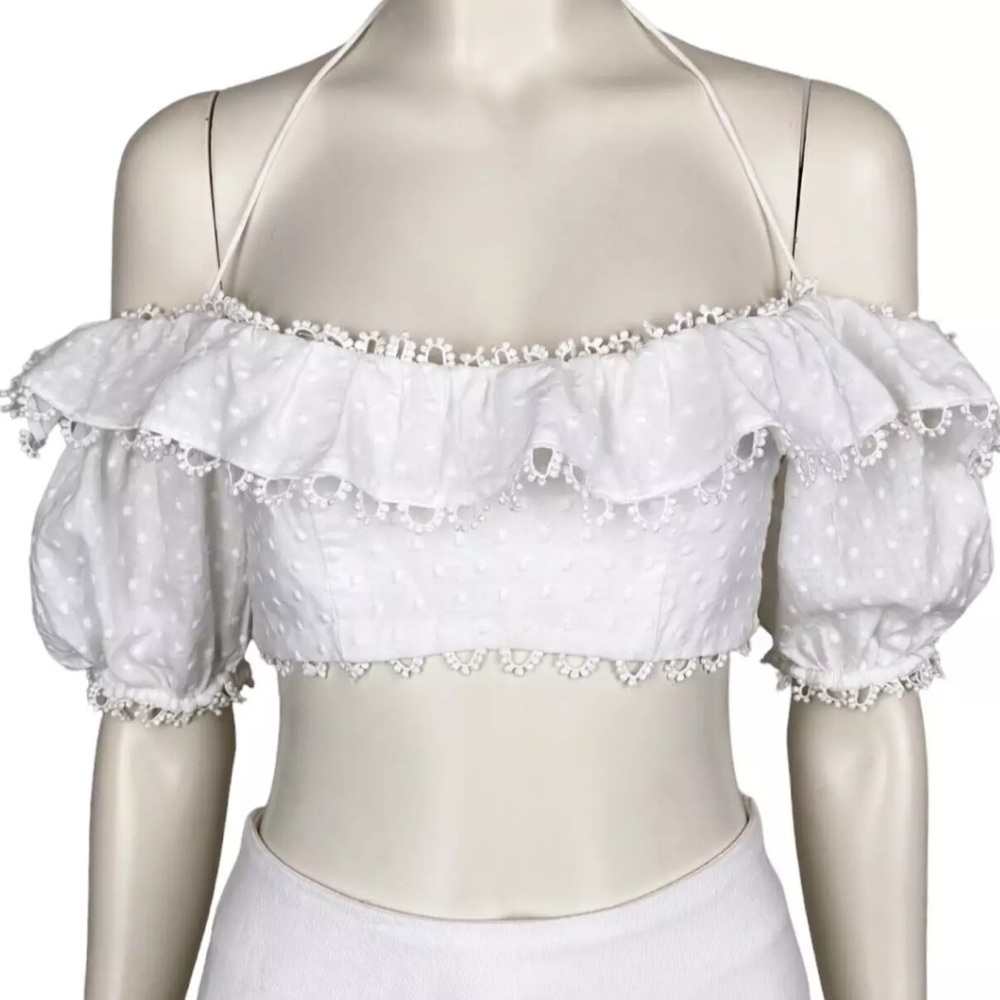 Zimmermann Melody scalloped off shoulder white top sz 2